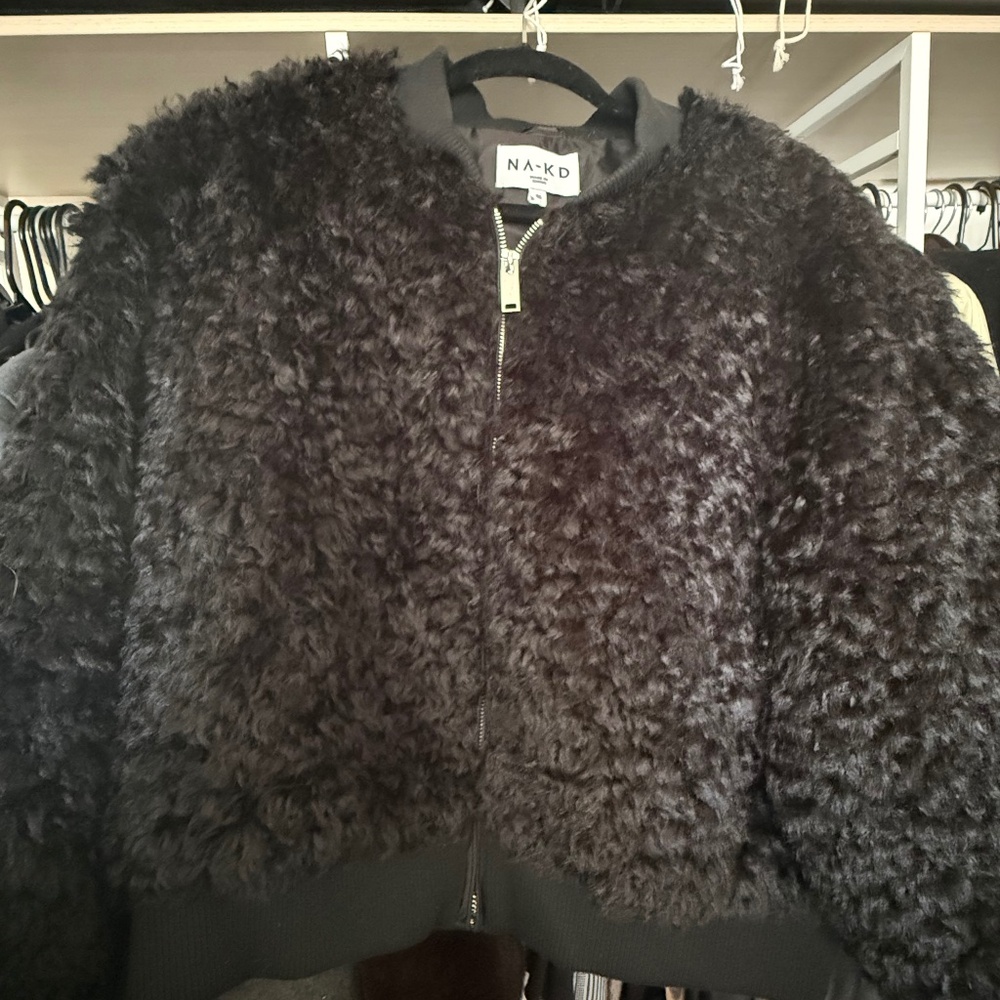 NA-KD Fluffy Black Jacket